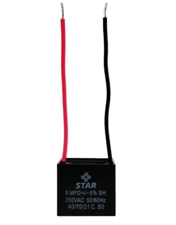 Capacitor Cuadrado 9 MF, 250V, 2 Cables
